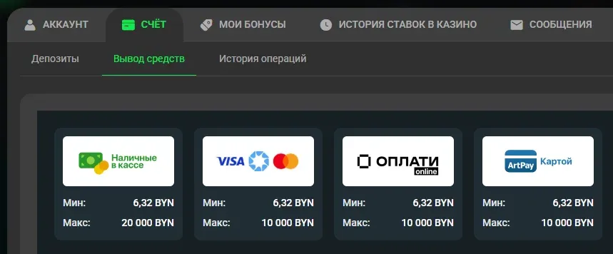 Подходящие методы вывода средств в Бетера